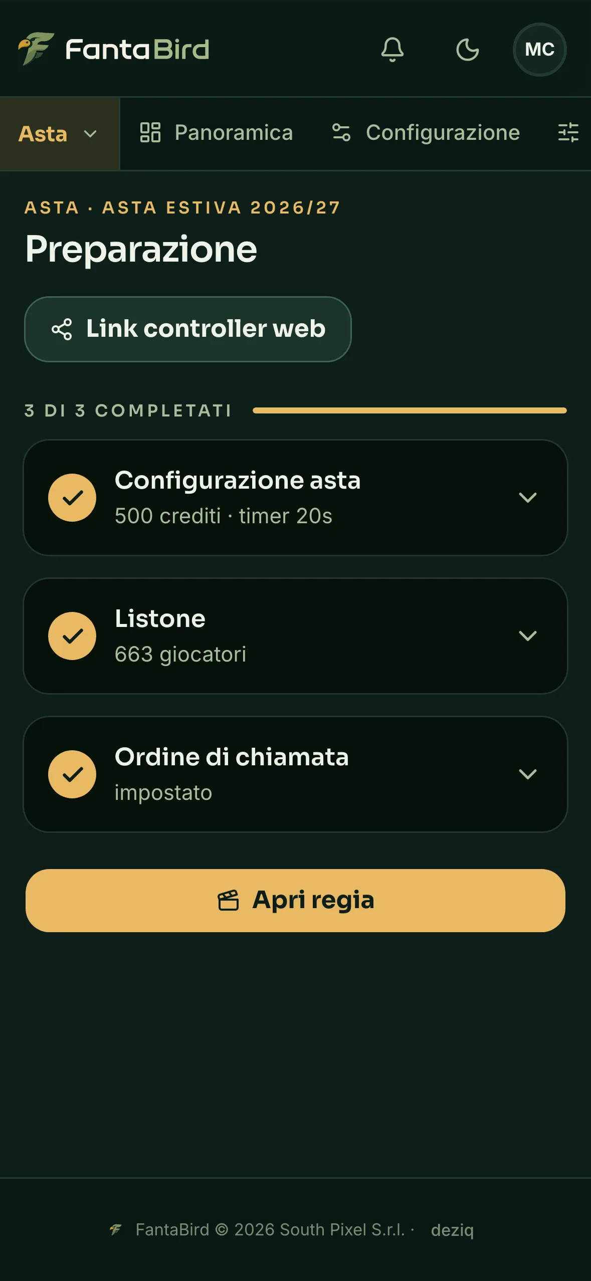 La preparazione a passi: configurazione, listone e ordine di chiamata.