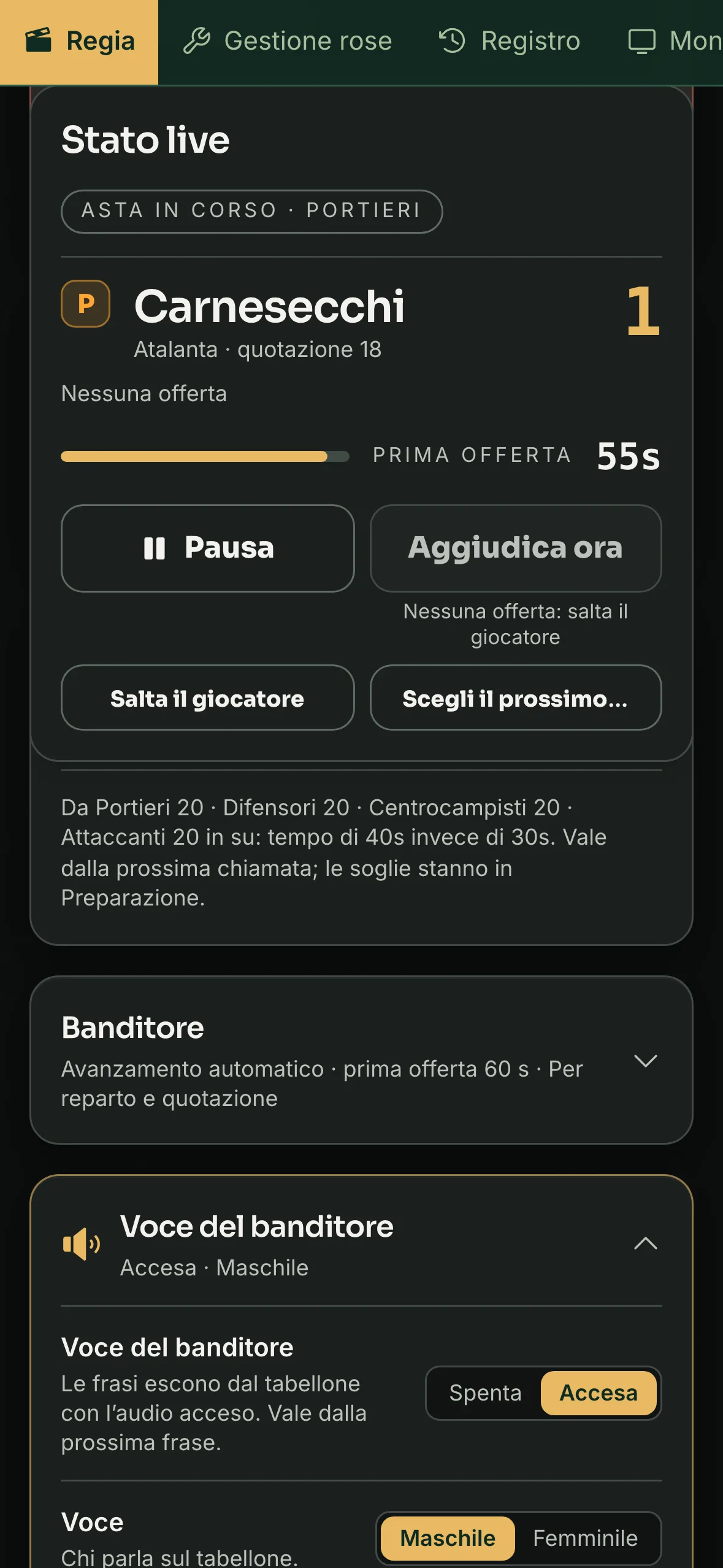 La voce del banditore: timbro, frasi e «Prova la voce».
